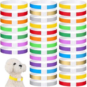 500 Count 18.5 Inch ID Bands Puppy Whelping Collars Newborn Pet Collars Dog Collars Paper Pet Tags Collars Puppy Litter Collars for Newborn Dog Cat Veterinary Animal Hospitals 10 Colors