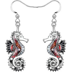 Enamel Alloy Cute Seahorse Earrings Dangle Fun Beach Earrings for Women Girls Summer Jewelry Gifts