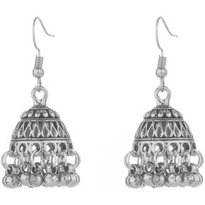 Bollywood Jhumka Jhumki Dangle Earrings for Women Girls Traditional Gypsy Boho Beaded Tassel Oxidized Antique Indian Bell Earring Drop Bohemian Ethnic Festive Party Wear Jewelry Gift Xmas