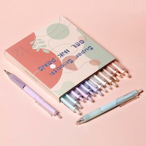 Ultra Fine Point Gel Pen 0.38mm Smooth Writing Pens,12 Pcs Black Ink Rollerball Pens For Note Taking,Cute Pens for Girls Kids