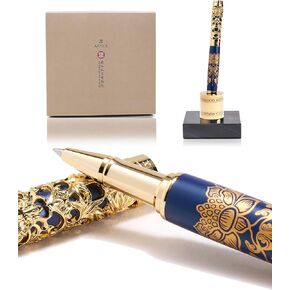 ARTEX Executive Rollerball Pen Sets With Stand - Museum Art Collections - Crafting Timeless Beauty - Luxury Pen Gift & Office Desk Decor, German SCHMIDT refill, Solid Metal & Marble Texture