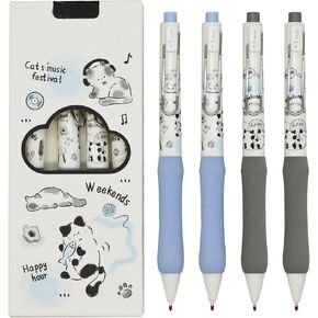 Maydahui 8 Pcs Cute Sketching Cat Pens Retractable Cartoon Cat Gel Pens Soft Sponge Grip Black Ink for Cat Lovers School Home Office Supplies Birthday Goodie Bags