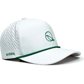 Golf Hat Snapback with Rope Design, Water Proof, Moisture Wicking, Breathable, Quick Drying, High Performance Golf Hat, The Captain 2 Golf Cap White Hat with Green Rope