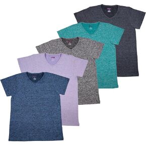 [5 Pack] Women’s Dry-Fit Wicking V-Neck T Shirts Activewear Running Yoga Workout Gym Tee Top