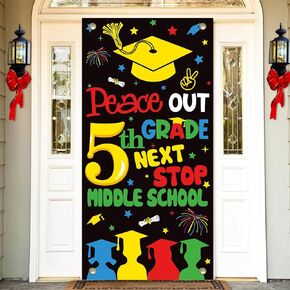5TH Grade Graduation Decorations 2024, 5TH Grade Graduation Door Cover,Peace Out 5TH Grade Next Stop Middle School Banner,5TH Grade Graduation Party Decorations,Fifth Grade Graduation Party Supplies