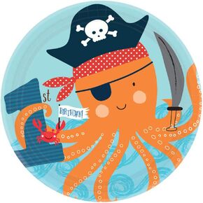 Amscan Ahoy 1st Birthday Round Plates 7" - Pack of 18