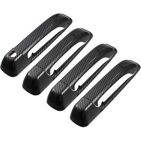Exterior Side Door Handle Cover Trim Outer Door Handle Cover Decoration for Ram 1500 2011-2018 ABS Black Carbon Fiber Pattern (Set of 8)