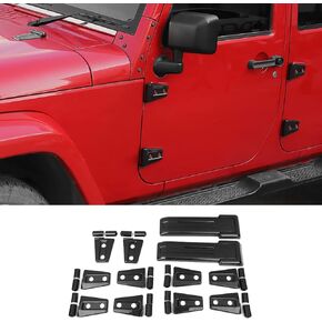 JK 12PCS Full Set Exterior Trim Kit, Door Hinge Cover & Engine Hood Hinge Trim & Spare Tire Bracket Trim Compatible with 2007-2017 Jeep Wrangler JK 4-Door, Pink