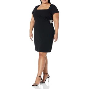 S.L. Fashions Women's Plus Size Short Sleeve Night Out Sheath Dress