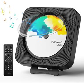 CD Player Portable Bluetooth Desktop CD Player for Home, Built-in Dual Speakers and LED Display with Remote Control, Supports CD/FM Radio/USB/AUX/Timer/Repeat (White)