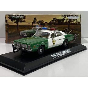 Greenlight 1975 Plymouth Fury Chickasaw County Sheriff Green and White 1/43 Diecast Model Car 86595