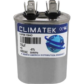 ClimaTek Oval Capacitor - fits York # 024-25900-000 S1-02425900000 | 15 uf MFD 370/440 Volt VAC