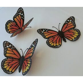 Generic 3D Metal Butterfly Wall Art Decor (Set of 3). Monarch Butterflies Wall Art 9.7 inch x 6.7 inch . Inspirational Metal Art,Butterfly Yard Decorations. Mexican Artesania Decor,Metal Decorative