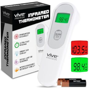 Vive Temporal Forehead Thermometer Scanner for Adults, Kids & Babies - No Touch Medical Grade Infrared Digital Temperature Thermometer for Head, Ear & Fever - Touchless Instant Thermal Temperature Gun