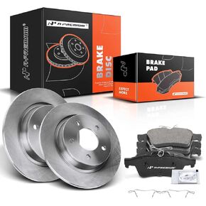 A-Premium 11.02 inch (280mm) Rear Solid Disc Brake Rotors + Ceramic Pads Kit Compatible with Select Mazda Models - 3 2005-2013, Built After 02/11/2005, 6-PC Set