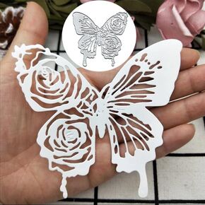 Rose Butterfly Metal Cutting Die Cuts, DIY Crafts Rose Edge Butterfly Scrapbook Paper Cards Cutting Dies Cut Stencils for DIY Embossing Card Making Book Tags Decorative Paper Dies Scrapbooking
