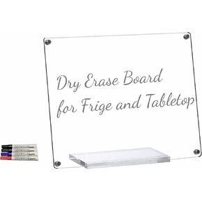 IEEK Magnetic Dry Erase Board for Fridge and Desk,Small Acrylic Desktop Write-Board with Stand 11x14 inch to Do List Dry-Erase Notepad Whiteboard with 4 Dry Erase Markers for Office,Home,School