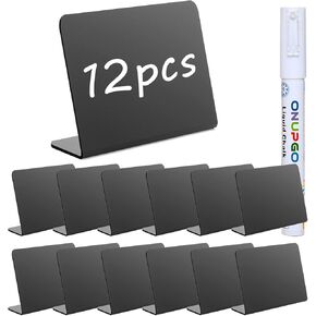 لافتات سبورة صغيرة من ONUPGO للطعام، 12 قطعة من لافتات السبورة على الطاولة، لافتات طاولة محفوظة مزدوجة الجوانب، لافتات سبورة صغيرة قابلة لإعادة الاستخدام للبوفيه - سهلة الكتابة والمسح in Kuwait