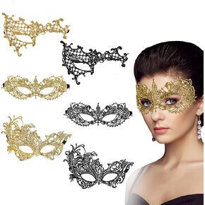6 Pcs Masquerade Mask for Women Venetian Mysterious Disguise Lace Eye Mask Classic Style Fun Lace Mask Suitable for Evening Prom Ball Costume Theme Parties Role plays Supplies