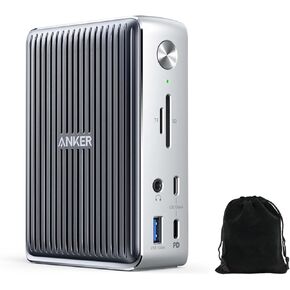 Anker 577 Docking Station 13-in-1 Thunderbolt 3 Dock, 85W Charging, Dual 4K Display, 40Gbps Data Transfer, USB-C PD, HDMI, Ethernet, SD Card Reader, for MacBook Pro/Air, Dell, Lenovo, includes Pouch