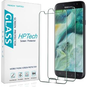 HPTech (2 Pack) Designed For Samsung Galaxy J7 2017 / J7 V / J7 Prime / J7 Sky Pro / J7 Perx Tempered Glass Screen Protector, Easy to Install, Bubble Free