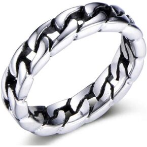 Jude Jewelers 6mm Stainless Steel Cuban Curb Link Chain Wedding Band Biker Ring