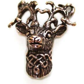 Bronze Norse Viking Celtic Buck Deer Head Beard Beads Rings, Dwarven Dreadlock Pirate Medieval Hair Beads, Pagan Jewelry