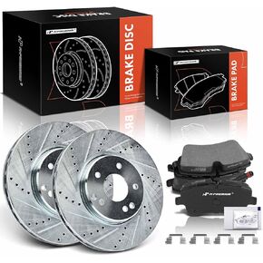 A-Premium 11.85 inch (301mm) Rear Solid Disc Brake Rotors + Ceramic Pads kit Compatible with Select Ford and Mercury Models - Explorer 2002-2005, Mountaineer 2002-2005, 6-PC Set
