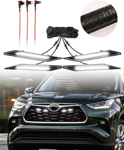 LED Grill Lights for 2024 2023 2022 2021 2020 Toyota Highlander Front Grille Raptor Lights Highlander Accessories,White 4pcs in Saudi Arabia
