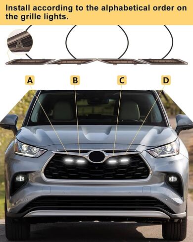 LED Grill Lights for 2024 2023 2022 2021 2020 Toyota Highlander Front Grille Raptor Lights Highlander Accessories,White 4pcs in Saudi Arabia