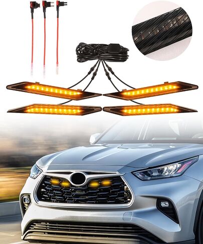 LED Grill Lights for 2024 2023 2022 2021 2020 Toyota Highlander Front Grille Raptor Lights Highlander Accessories,White 4pcs in Saudi Arabia
