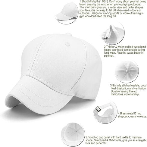 Womens Short Brim Anti Sweat Sunscreen Trucker/Baseball Style Hat Cap Structured Short Bill Trucker Hats for Men in Saudi Arabia