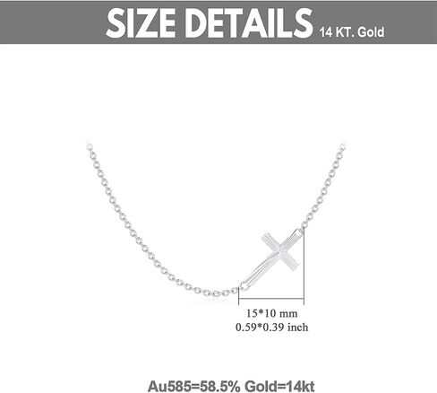 Solid 14K Gold Sideways Cross Choker Necklace Crucifix Cross Necklace Anniversary Mother's Day Jewelry Gifts for Her,16 Inch in Saudi Arabia