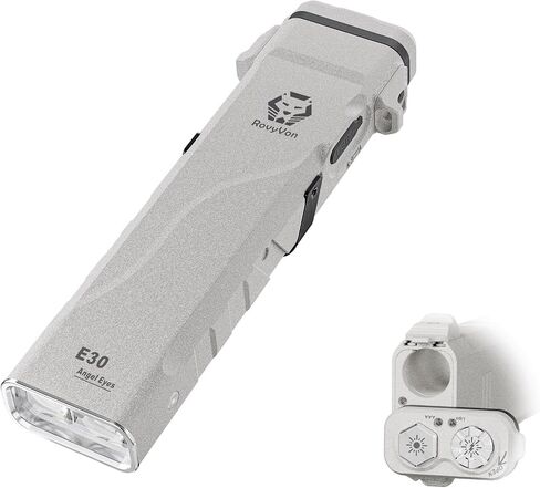 RovyVon Angel Eyes E30 EDC Flashlight Rechargeable with Proximity Sensor, Dual Power Tail Switch Flat Flashlight, 2600 Lumens Super Bright Flashlight, 900mAh Battery Keychain Flashlight for Camping in Saudi Arabia