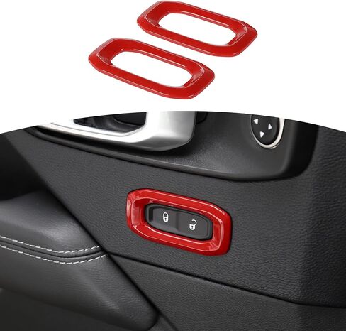 RT-TCZ for Wrangler JL Door Lock Switch Button Trim Cover Red for Jeep Wrangler JL JLU Gladiator JT 2018-2024 Red Interior Accessories 2pcs in Saudi Arabia