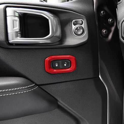 RT-TCZ for Wrangler JL Door Lock Switch Button Trim Cover Red for Jeep Wrangler JL JLU Gladiator JT 2018-2024 Red Interior Accessories 2pcs in Saudi Arabia