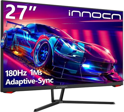 شاشة ألعاب كمبيوتر INNOCN مقاس 27 بوصة 1920 × 1080 بكسل 180 هرتز IPS، 1 مللي ثانية، شاشة كمبيوتر HDMI DisplayPort متوافقة مع G-Sync، رفيعة جدًا، خالية من الوميض، العناية بالعين، قابلة للتركيب على VESA، أسود in Saudi Arabia