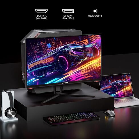 شاشة ألعاب كمبيوتر INNOCN مقاس 27 بوصة 1920 × 1080 بكسل 180 هرتز IPS، 1 مللي ثانية، شاشة كمبيوتر HDMI DisplayPort متوافقة مع G-Sync، رفيعة جدًا، خالية من الوميض، العناية بالعين، قابلة للتركيب على VESA، أسود in Saudi Arabia