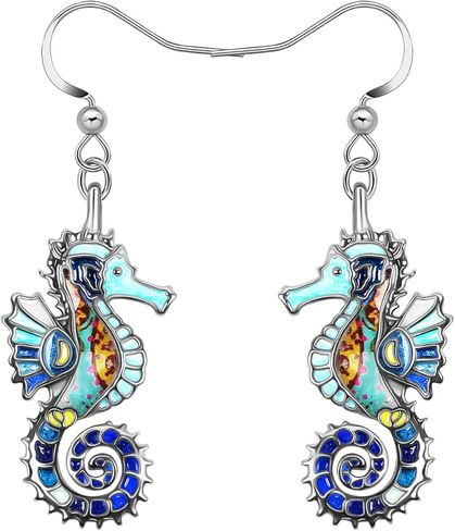Enamel Alloy Cute Seahorse Earrings Dangle Fun Beach Earrings for Women Girls Summer Jewelry Gifts in Saudi Arabia