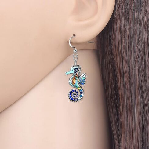 Enamel Alloy Cute Seahorse Earrings Dangle Fun Beach Earrings for Women Girls Summer Jewelry Gifts in Saudi Arabia