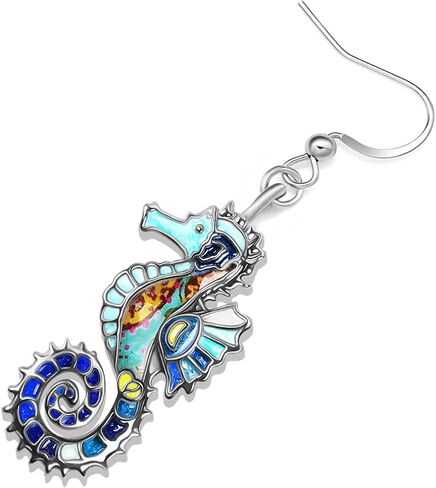 Enamel Alloy Cute Seahorse Earrings Dangle Fun Beach Earrings for Women Girls Summer Jewelry Gifts in Saudi Arabia