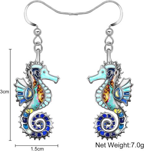 Enamel Alloy Cute Seahorse Earrings Dangle Fun Beach Earrings for Women Girls Summer Jewelry Gifts in Saudi Arabia