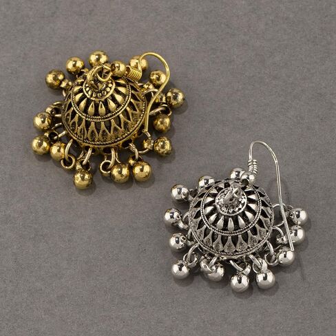Bollywood Jhumka Jhumki Dangle Earrings for Women Girls Traditional Gypsy Boho Beaded Tassel Oxidized Antique Indian Bell Earring Drop Bohemian Ethnic Festive Party Wear Jewelry Gift Xmas in Kuwait