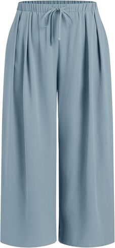 CIDER Elastic Waist Wide Leg Trousers Curve & Plus in Kuwait