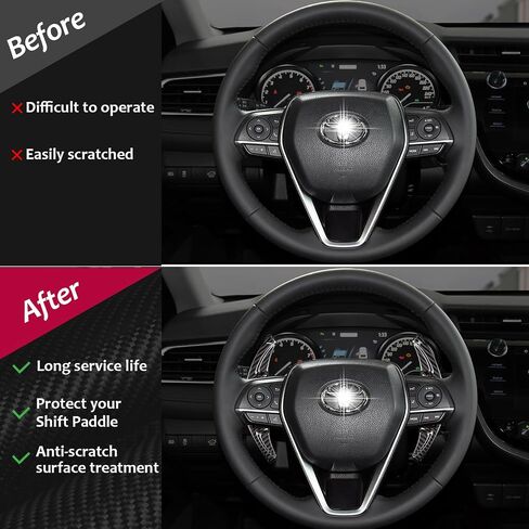 غطاء تمديد مجداف عجلة القيادة، ملحقات مجداف ناقل الحركة من ألياف الكربون لسيارة Toyota Camry 18-22، لـ Avalon 2019-2023، لـ RAV4 2019-2023، لـ Corolla 2019-2023 (أسود) in Saudi Arabia