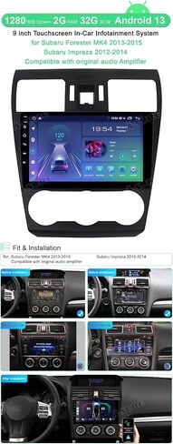راديو ستيريو للسيارة ASURE لسيارة Subaru Forester 2013-2015، Subaru Impreza 2012-2014، 4Core 2G+32G نظام Android وحدة ملاحة GPS مع Carplay اللاسلكي، Android Auto، 1280x800 9 بوصة تعمل باللمس الوسائط المتعددة in Kuwait