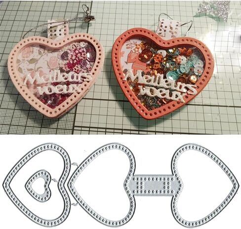 قطع معدنية على شكل سلسلة مفاتيح على شكل قلب، إطار سلسلة مفاتيح على شكل قلب قطع معدنية يموت قطع استنسل بطاقة ورقية حرفية قالب DIY قطع معدنية يموت الألبوم النقش ورقة يموت لصنع بطاقة سكرابوكينغ in Kuwait