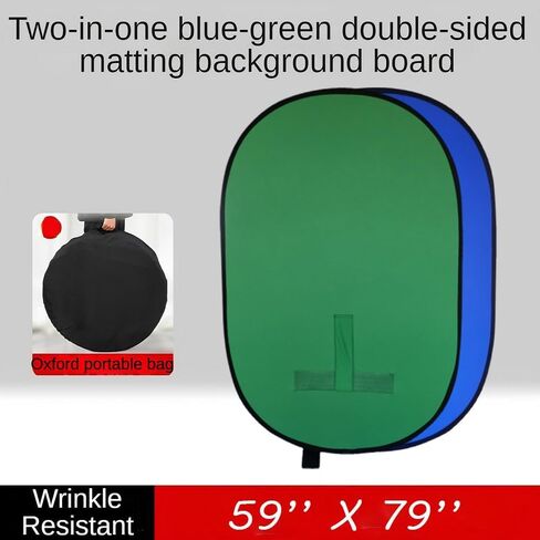 Portable Collapsible Webcam Backdrop with package bag, Wrinkle-Resistant Fabric, Attach to Chair, Easy Setup, Perfect for Zoom Webex Teams Tiktok, Green Screen Blue Screen Background Screen (NSRoundL) in Saudi Arabia