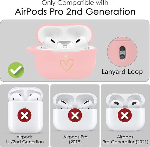 Compatible with AirPods Pro 2 Case Cover 2022, Soft Silicone Case with Gold Heart Pattern for AirPods Pro 2nd/1st Generation Case with Rhinestone Studded Love Heart Keychain (Black) in Saudi Arabia