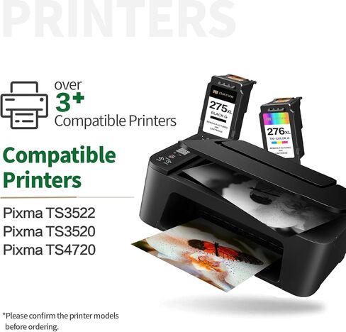 استبدال خرطوشة الحبر المعاد تصنيعها لطابعة Canon 275XL 276XL PG-275XL CL-276XL لطابعة Canon PIXMA TS3522 TR4720 TS3520 (خراطيش حبر 275 و276، عبوتان) in Kuwait